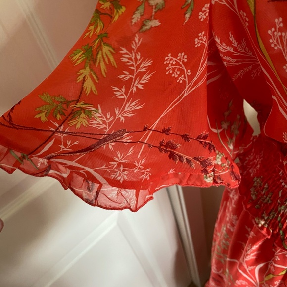 Kate.Lily Orange v-neck Tiered ruffled Summer Tropical maxi dress. Sz14 - Picture 9 of 16